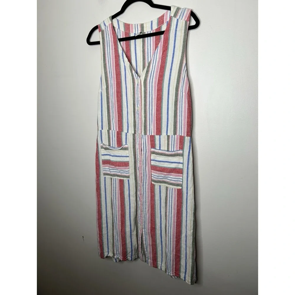 Old Navy Gauzy Shift Dress Full Button Sleeveless Linen Beachy Coastal Sz Large - Picture 4 of 10